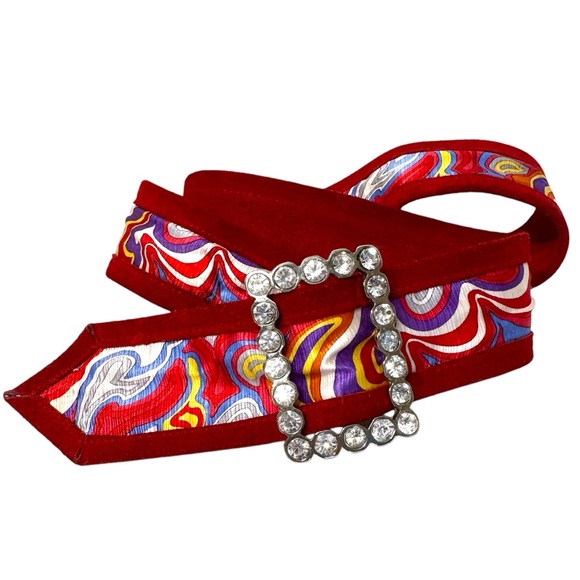 Vintage Silk & Suede Hip Bling Belt - Picture 2 of 6